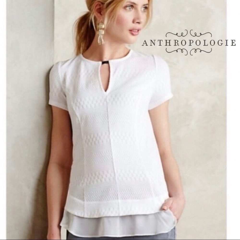 Anthropologie Deletta Soledad White Keyhole Top